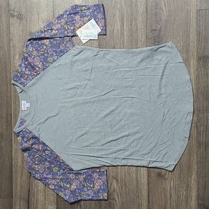 Purple Floral Sleeved Large LuLaRoe Randy